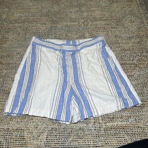 Banana Republic Womens Shorts Large blue Linen Striped Coastal Resort High Rise